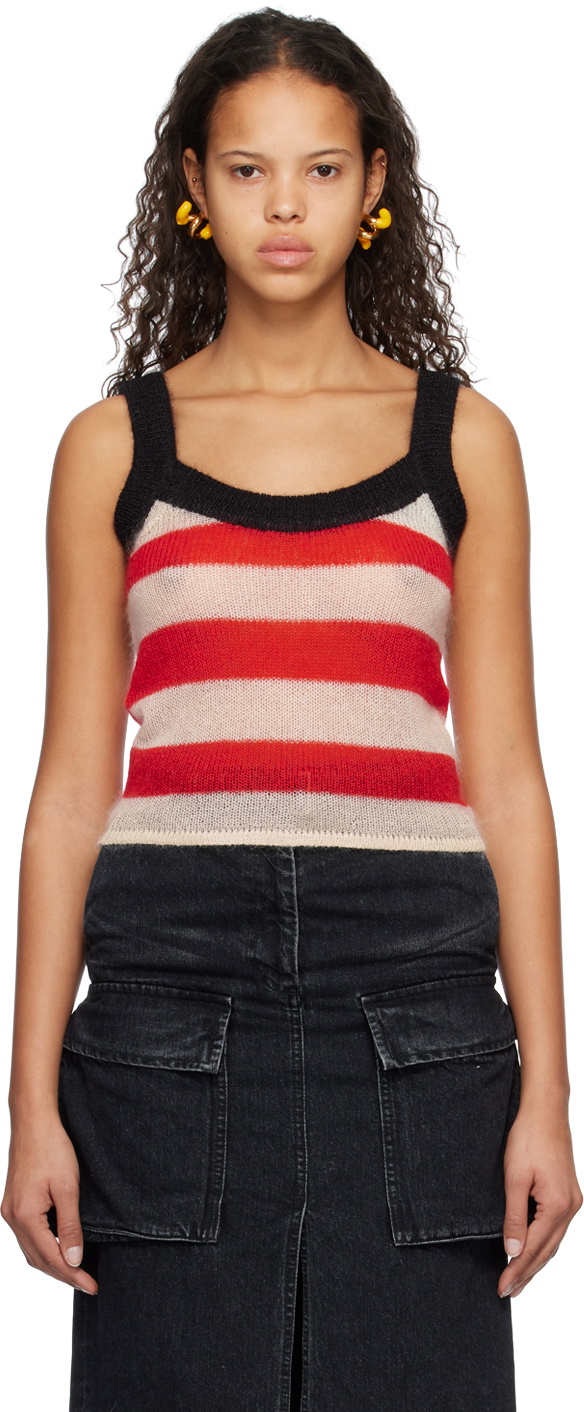 SUNNEI Off-White & Red Striped Tank Top