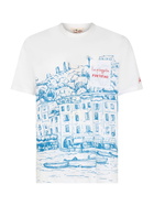 MC2 Saint Barth Man Linen Jersey T-shirt Ecstasea With Portofino Placed Print And Embroidered Pocket
