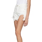 R13 White Shredded Slouch Shorts