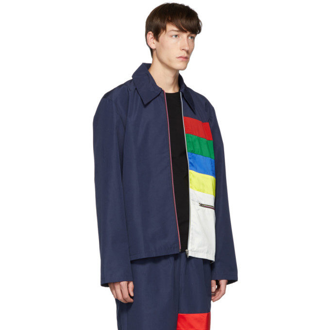 Xander Zhou Navy Color Block Jacket Xander Zhou