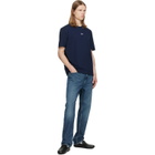 BOSS Navy Stretch-Cotton Contrast Logo T-shirt