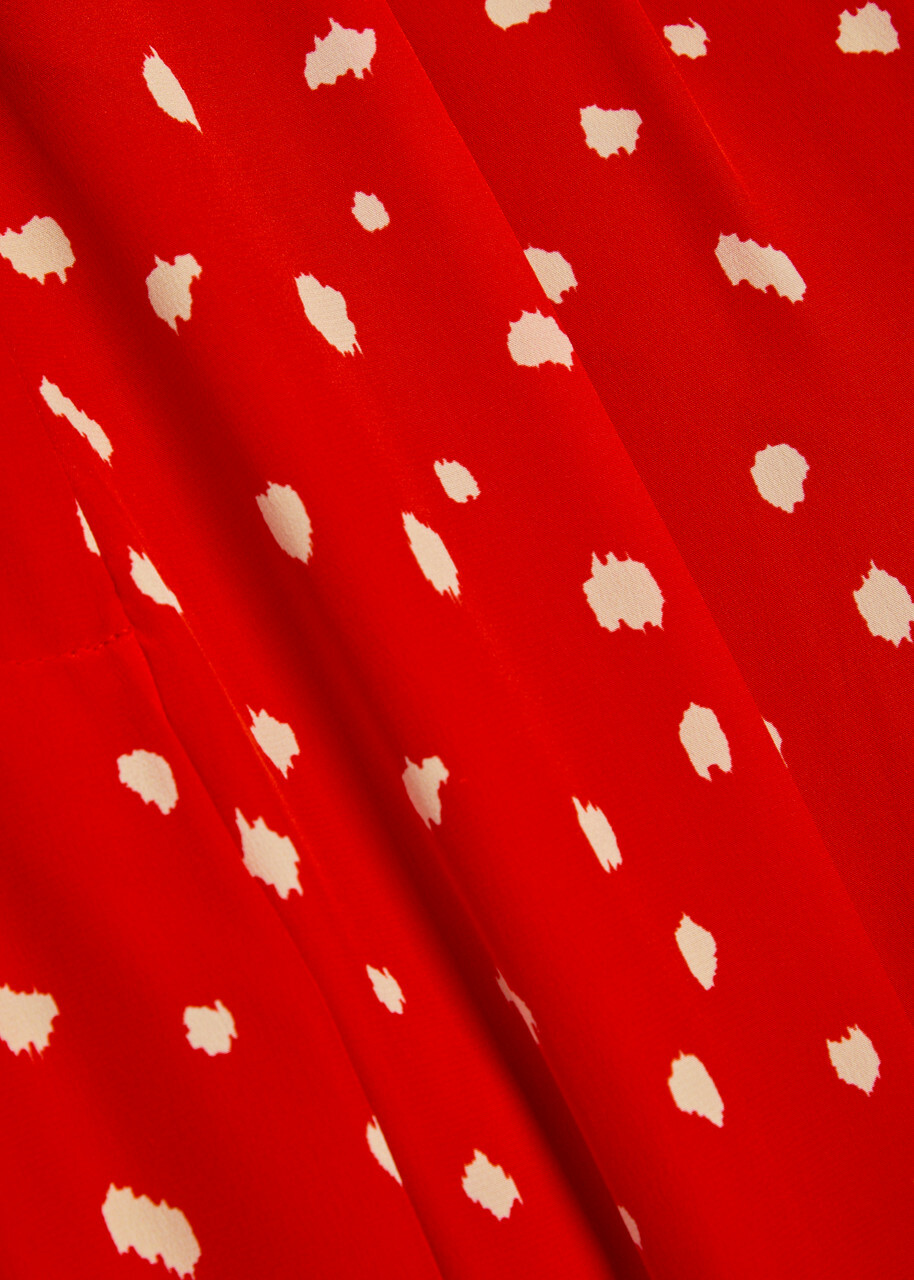 Blaze Milano Fox Polka-dot Straight-leg Silk Trousers Red