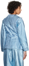 GANNI Blue Foil Denim Jacket