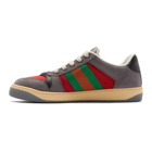 Gucci Grey and Red Screener Sneakers