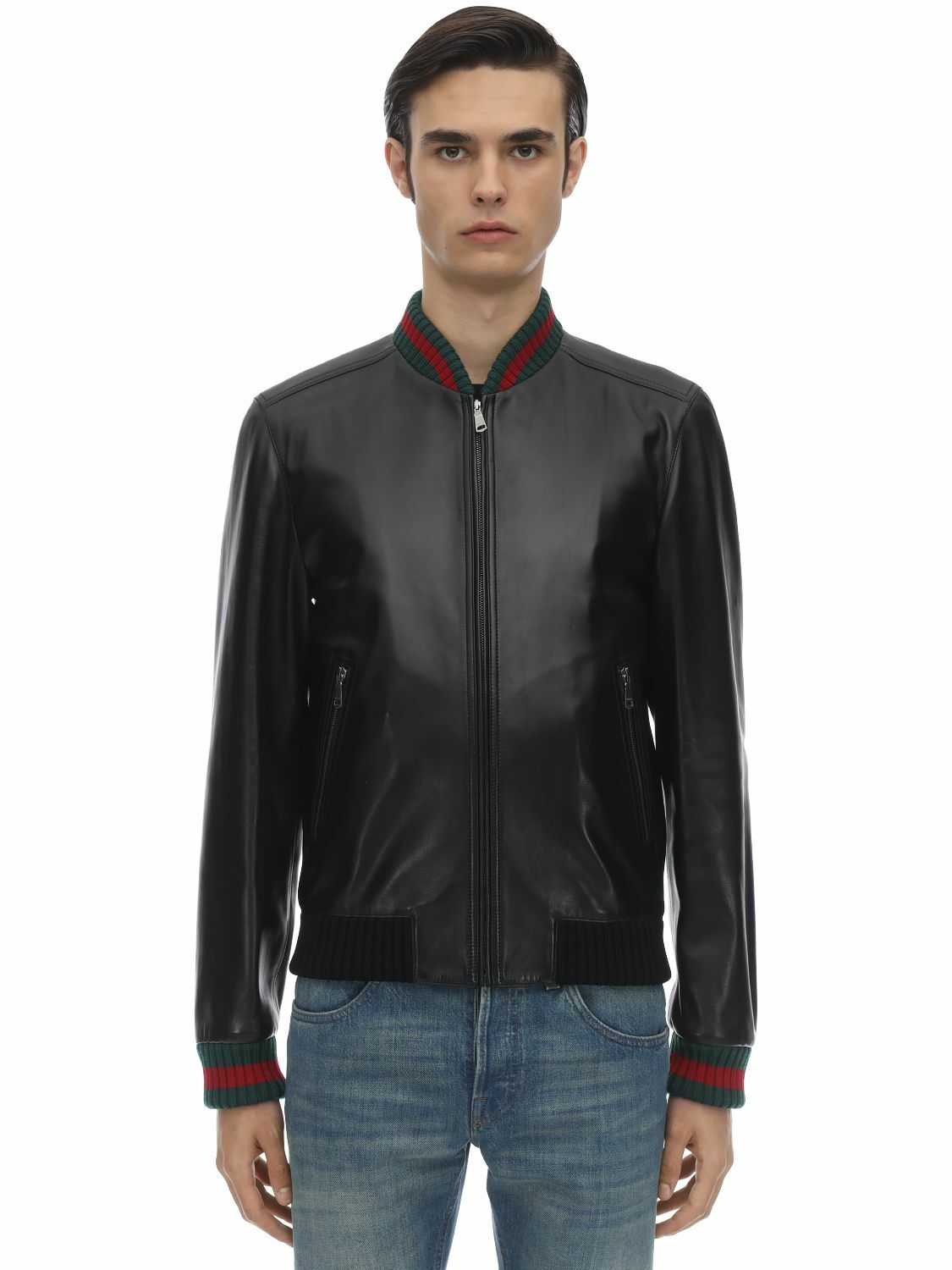 VIP【送料関税込】GUCCI LEATHER JACKET Gucci // Black Leather Web Bomber Jacket – VSP Consignment