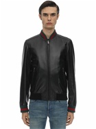 GUCCI - Leather Jacket W/ Web Detail