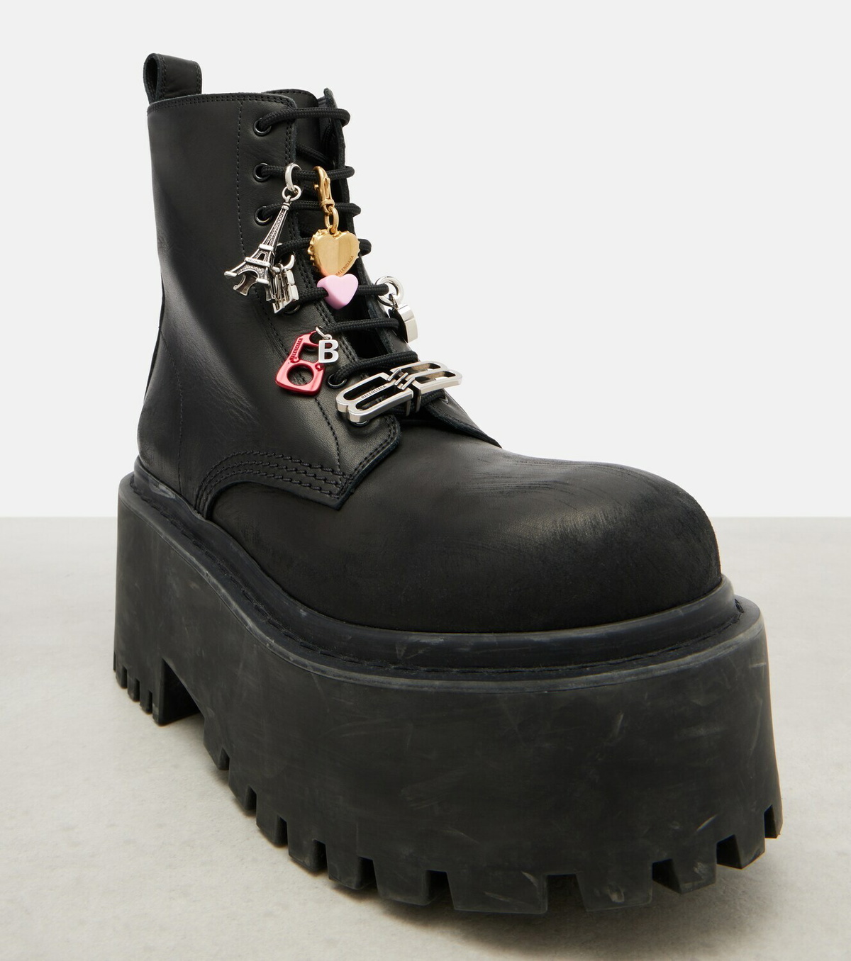 Balenciaga Embellished leather platform combat boots