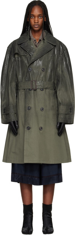 Photo: Maison Margiela Khaki Double-Breasted Trench Coat