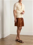 Altea - Slim-Fit Camp-Collar Ribbed Cotton-Blend Terry Shirt - Neutrals