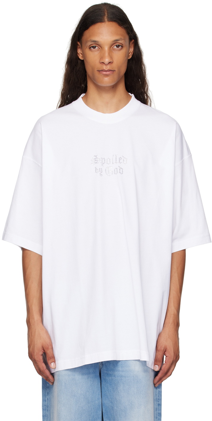 Tシャツ・カットソー VETEMENTS FW24 'Spoiled By God' T-shirt (WA65TR482B BLACK) VETEMENTS Spoiled By God T-shirt | Black | FARFETCH