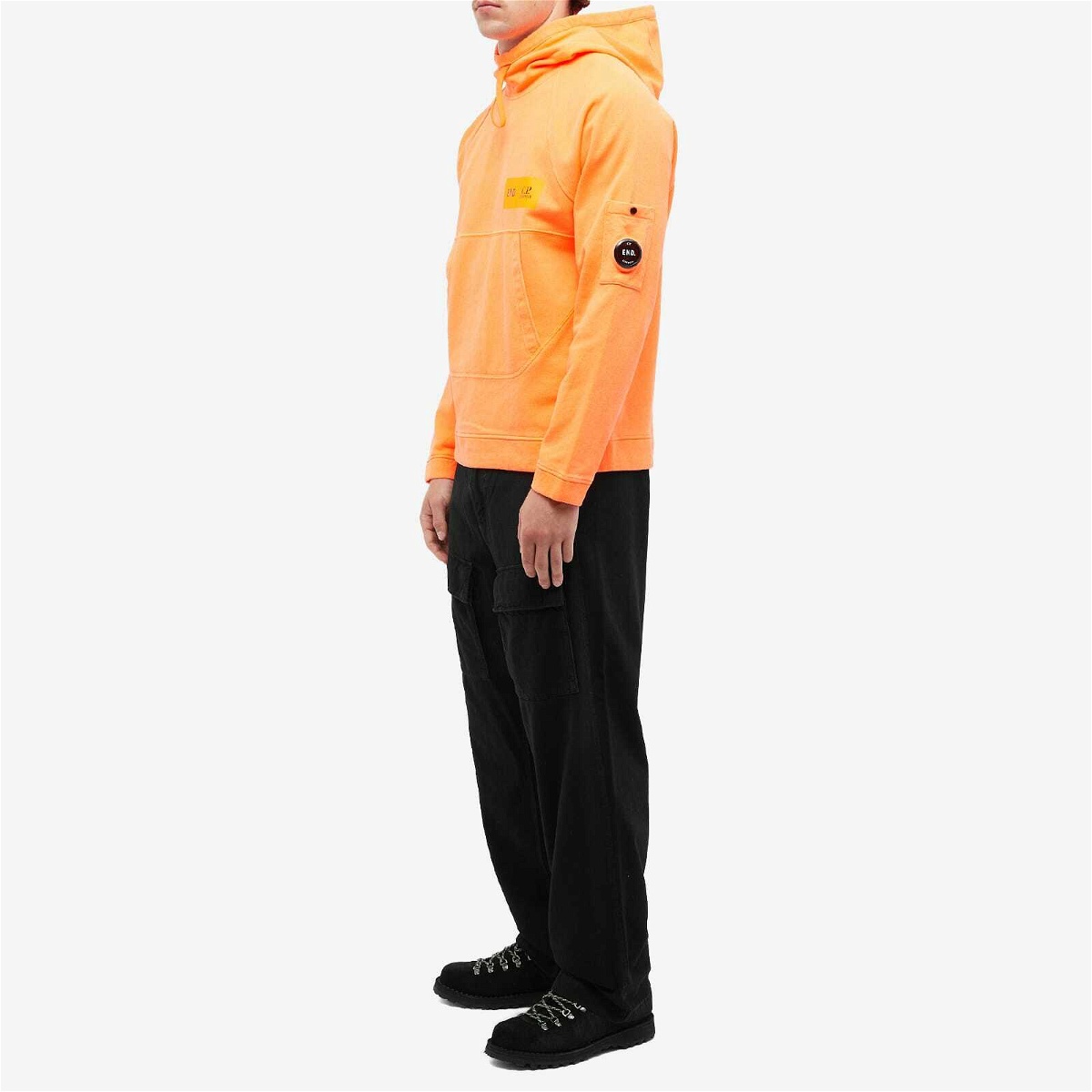 END. x C.P. Company ‘Adapt’ Plated Fluo Fleece Hoodie in Orange C.P