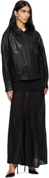 Nour Hammour Black Dalma Leather Bomber Jacket
