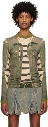Y/Project Khaki Jean Paul Gaultier Edition Trompe L'Oeil Denim Jacket T-Shirt