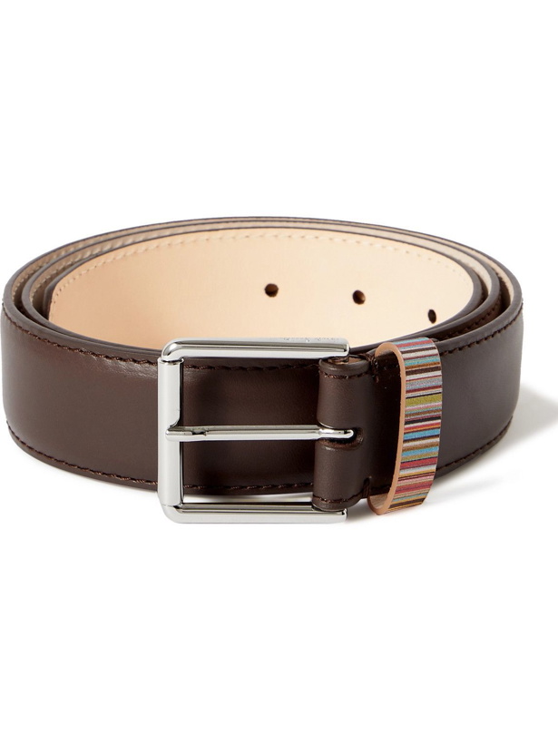 Photo: Paul Smith - Stripe-Trimmed Leather Belt - Brown