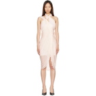 BALMAIN Pink Cross Neck Fluid Jersey Draped Midi Dress
