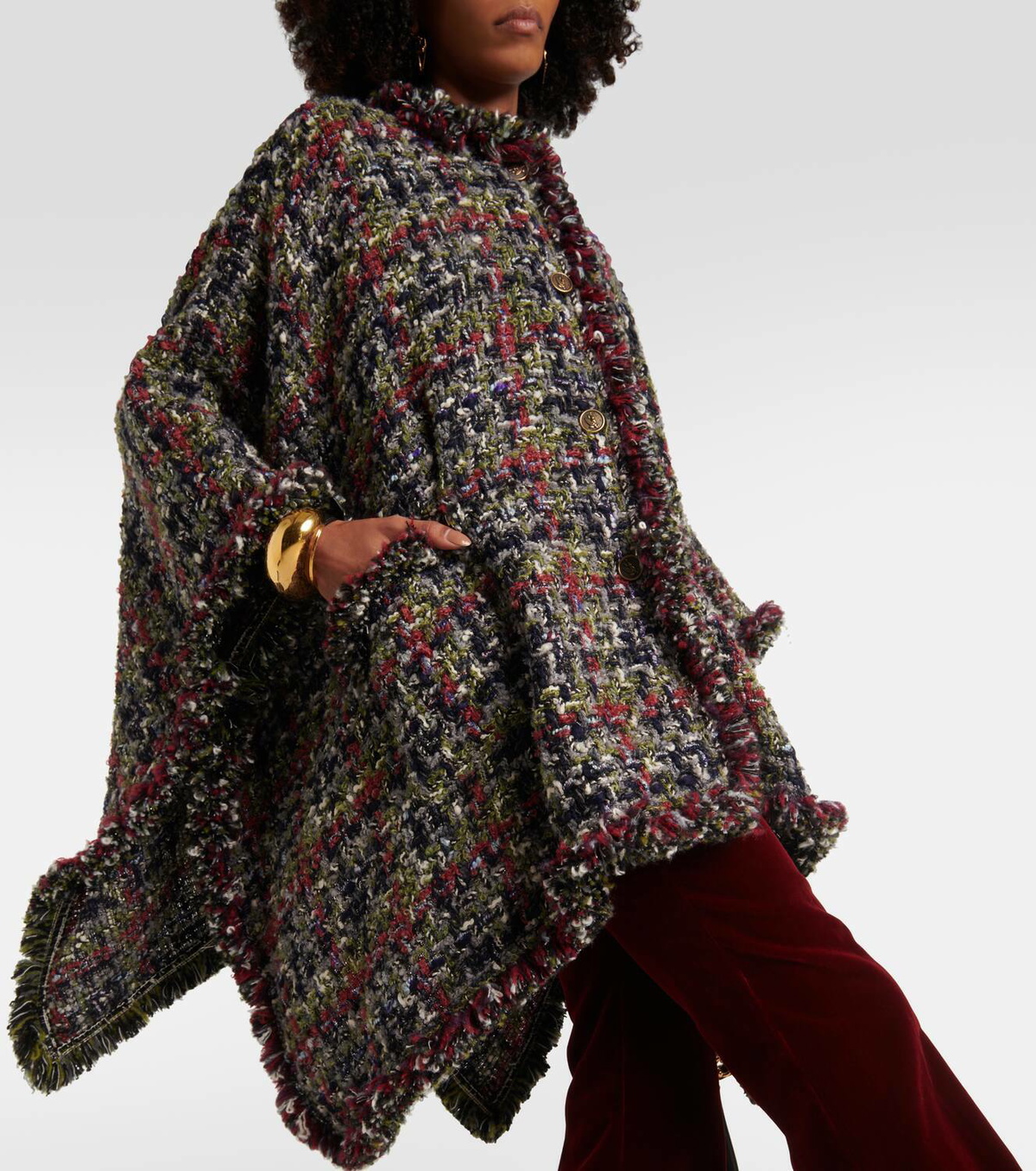 Etro Wool-blend tweed poncho