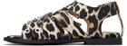 GANNI Beige & Black Feminine Buckle Strap Denim Sandals