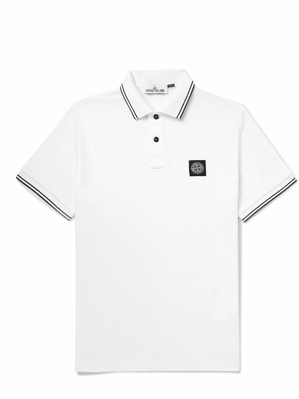 Photo: Stone Island - Logo-Appliquéd Cotton-Blend Piqué Polo Shirt - White