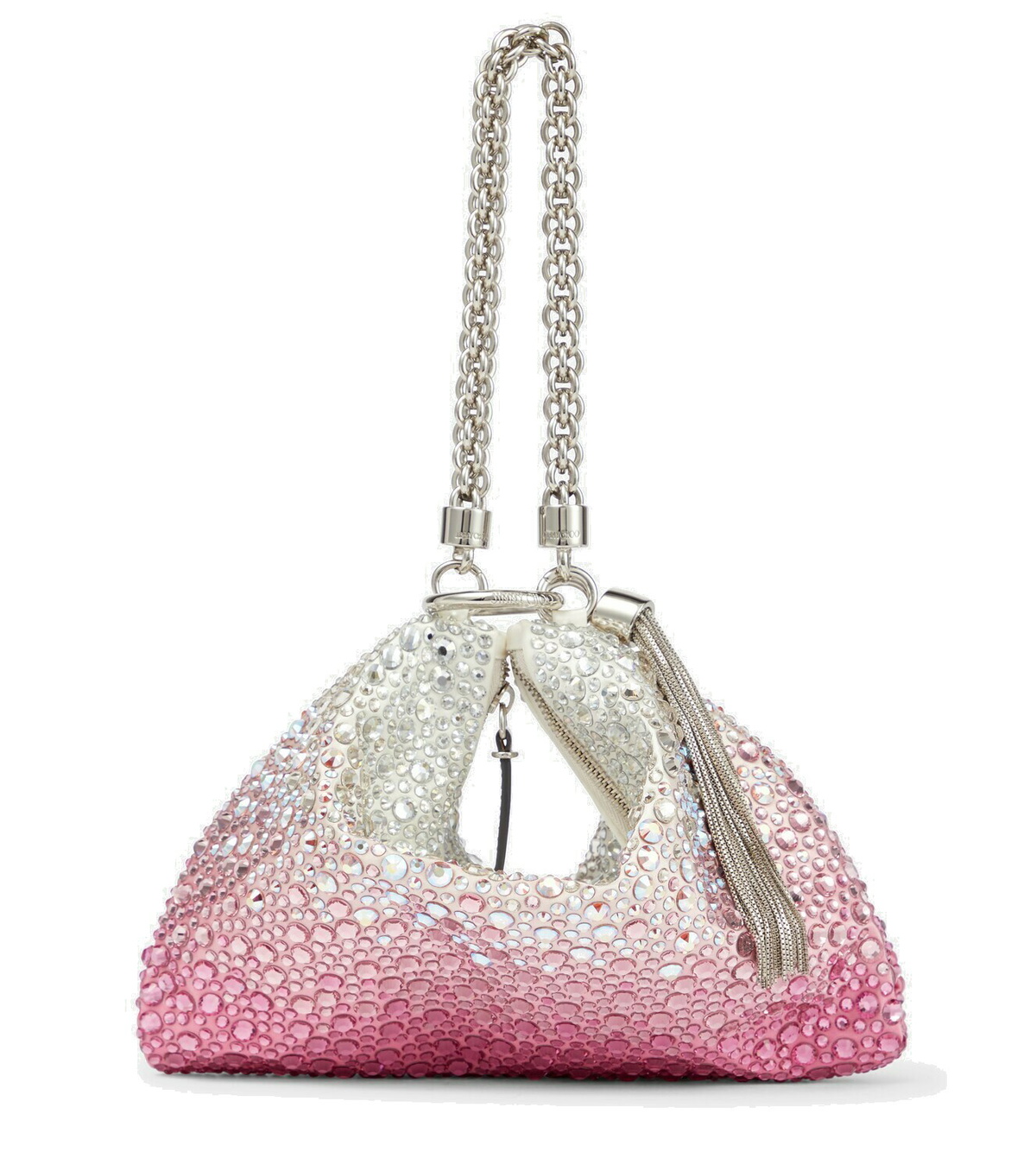 Jimmy Choo - Callie crystal-embellished satin pouch Jimmy Choo