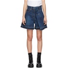 Sacai Blue Denim Asymmetric Shorts