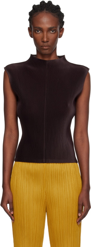 Photo: PLEATS PLEASE ISSEY MIYAKE Brown Mist July Tank Top