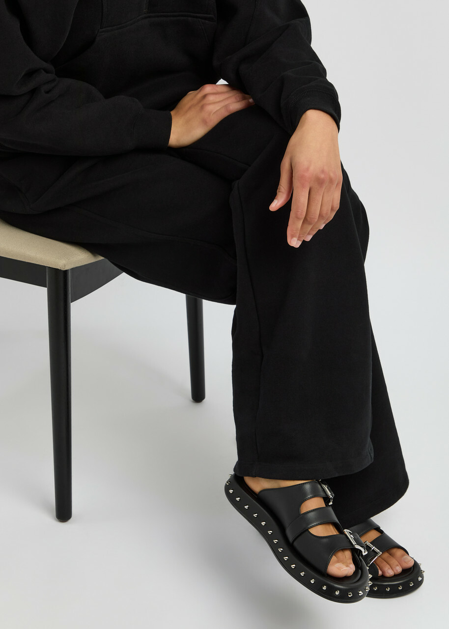 Alexander Mcqueen Studded Leather Sandals Black And Silver
