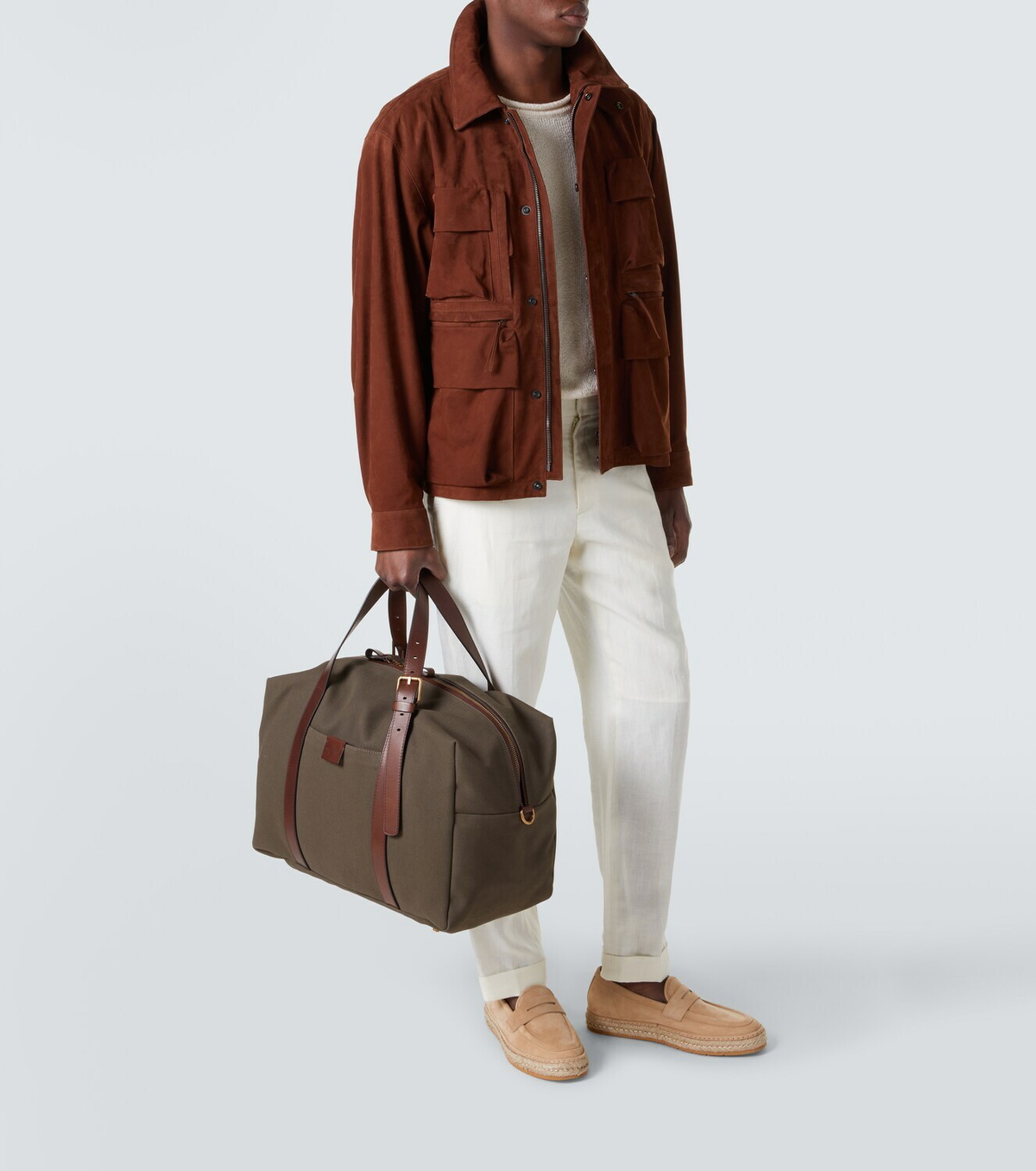 Giorgio Armani Leather-trimmed canvas duffel bag