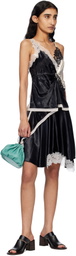 3.1 Phillip Lim Black Liquid Satin Flounce Miniskirt