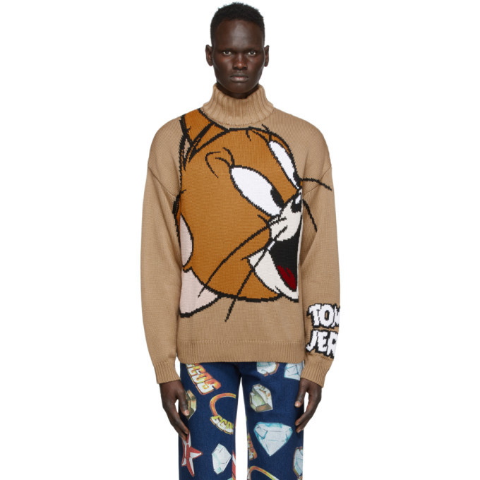 Photo: GCDS Beige Tom and Jerry Edition Knit Jerry Sweater