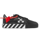 Off-White - Suede-Trimmed Full-Grain Leather Sneakers - Black