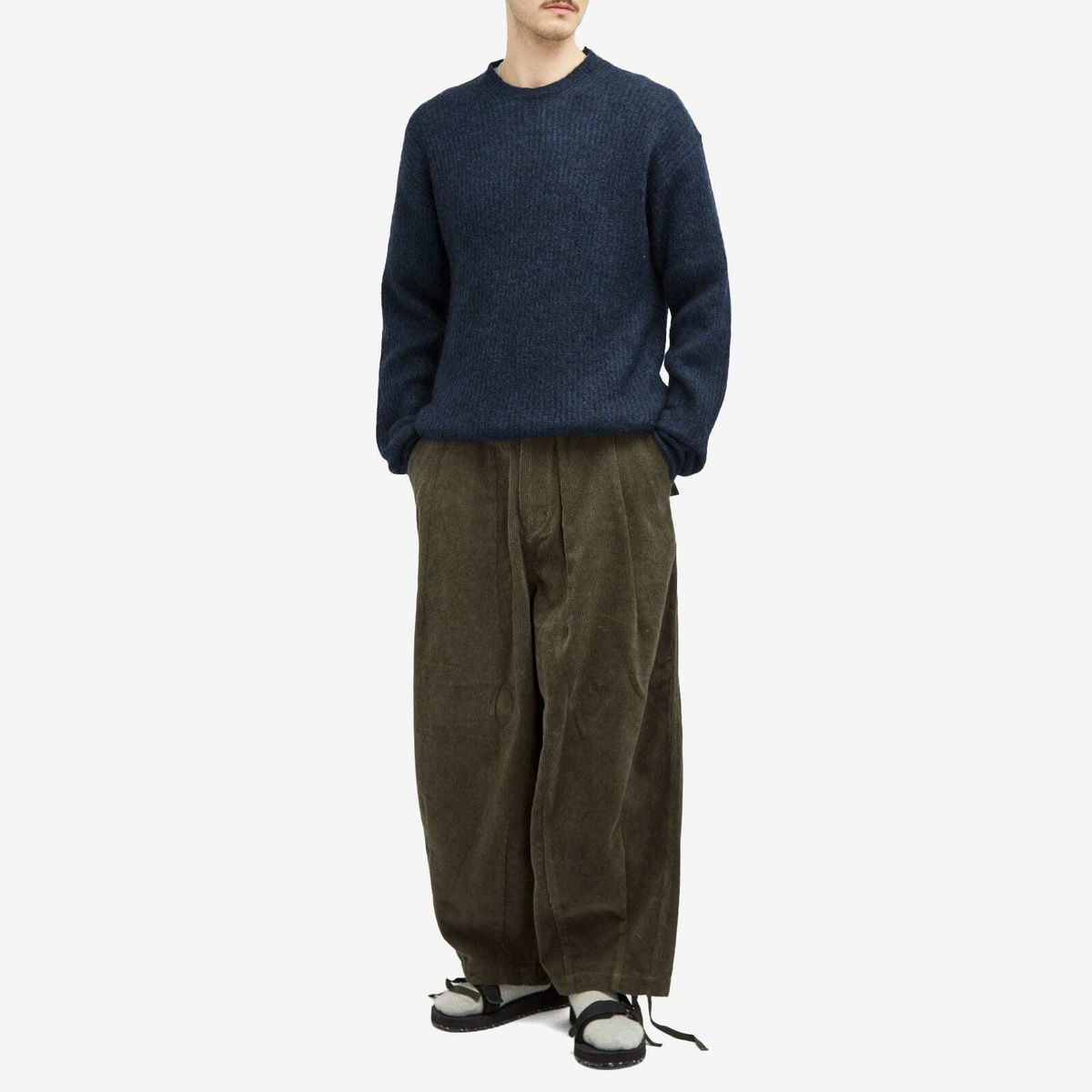 Merely Made Men's Melange Mohair Knit in Denim Blue