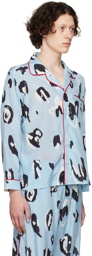 Charles Jeffrey Loverboy Blue Silk Pyjama Shirt