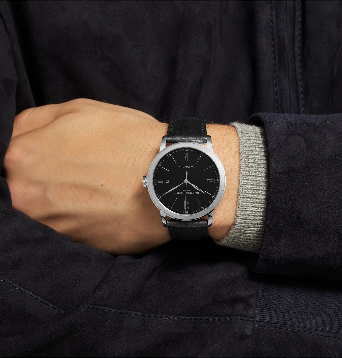 Baume & Mercier - Classima Automatic 42mm Stainless Steel and Leather Watch, Ref. No. 10453 - Black