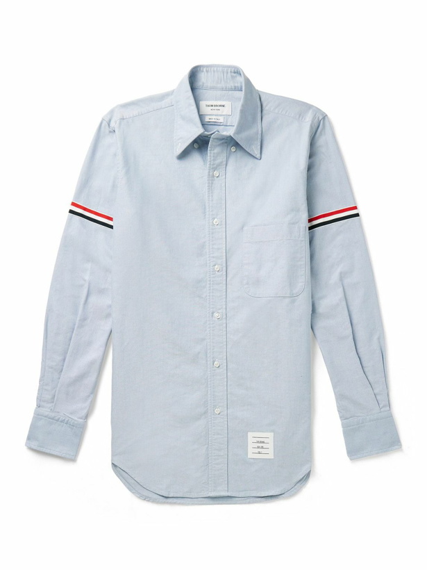 Photo: Thom Browne - Button-Down Collar Grosgrain-Trimmed Cotton Oxford Shirt - Blue