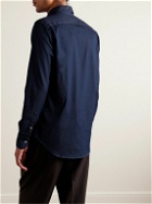 Canali - Button-Down Collar Cotton-Blend Chambray Shirt - Blue