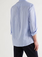 BRUNELLO CUCINELLI - Button-Down Collar Herringbone Cotton Shirt - Blue