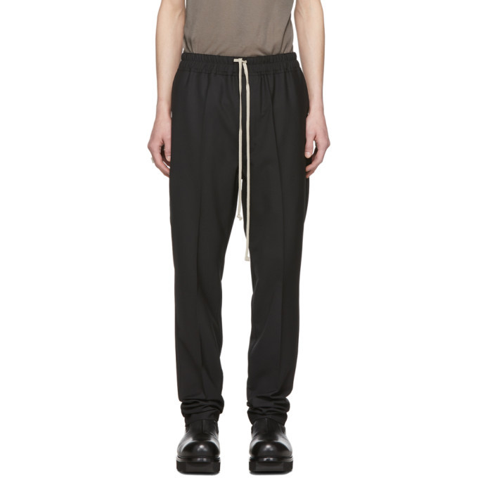 Rick Owens Black Drawstring Slim Astaires Long Trousers