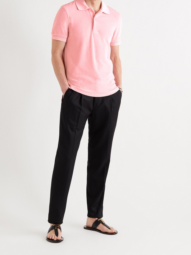 Photo: TOM FORD - Cotton-Blend Terry Polo Shirt - Pink - IT 50