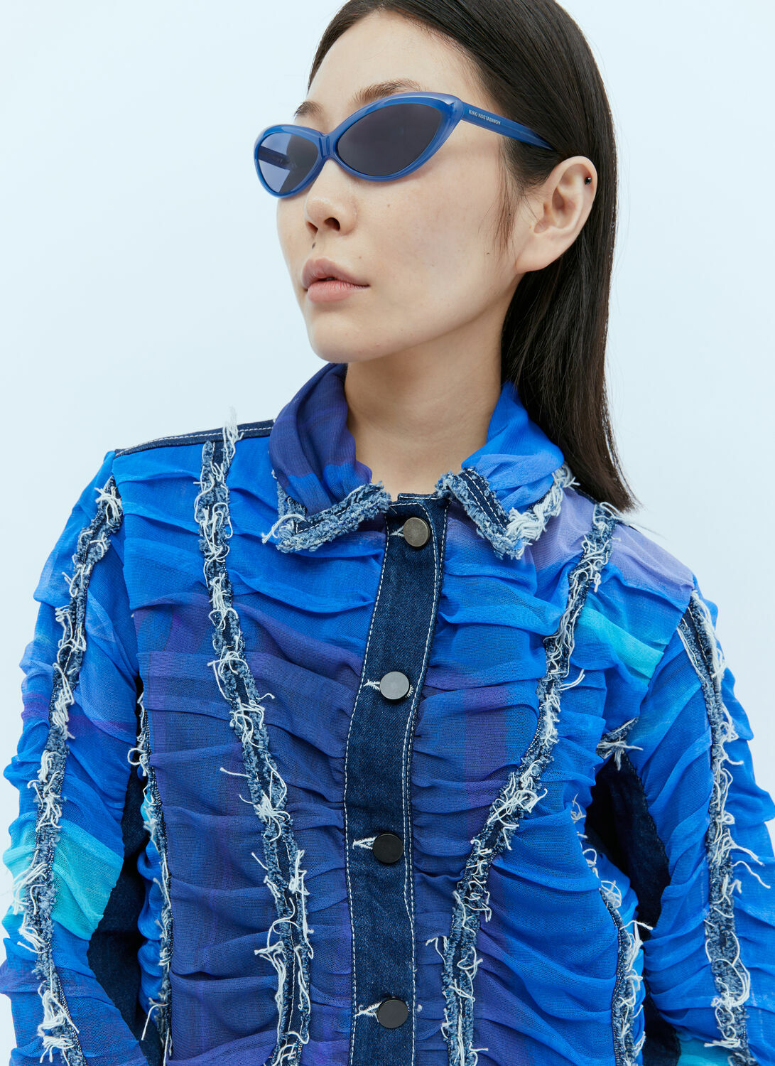 Paula Canovas del Vas Mesh Construction Denim Jacket