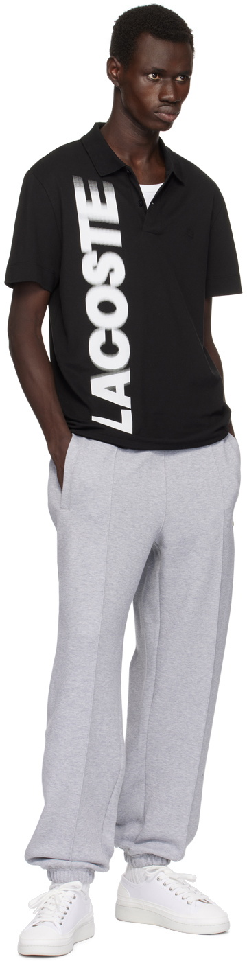 Lacoste Black Regular Fit 'Lacoste' Movement Printed Polo Lacoste