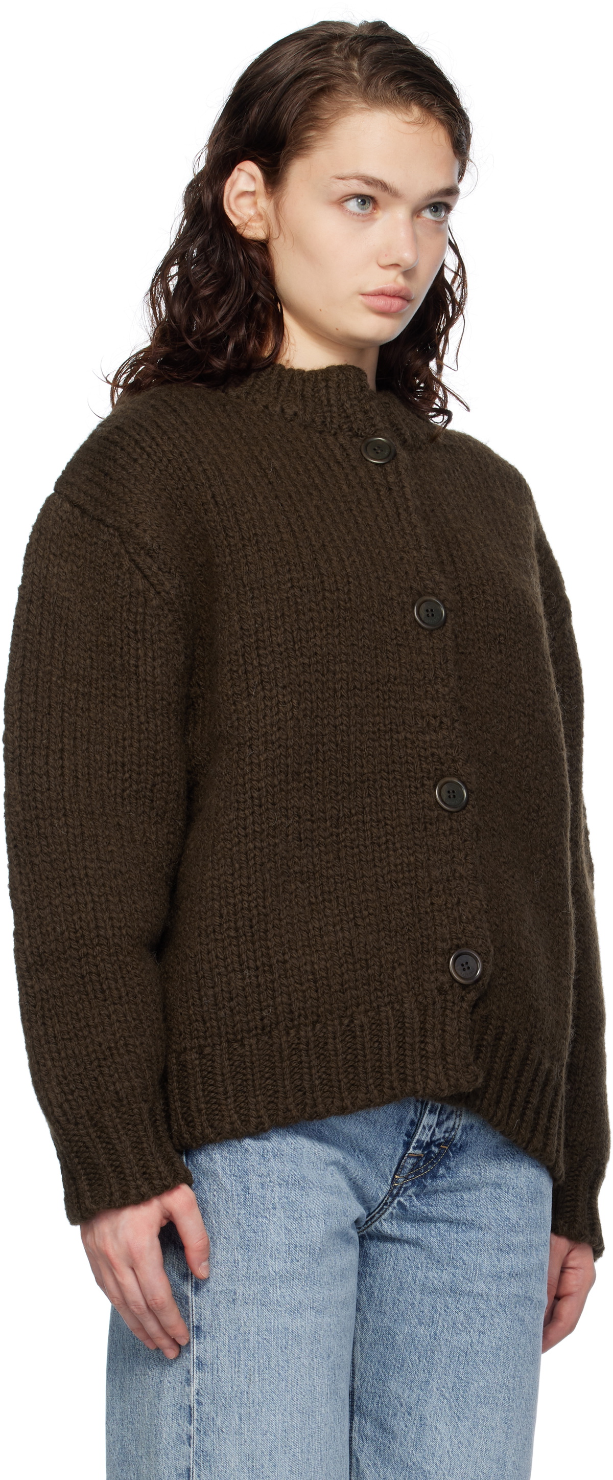AMOMENTO Brown Hand Knitted Cardigan