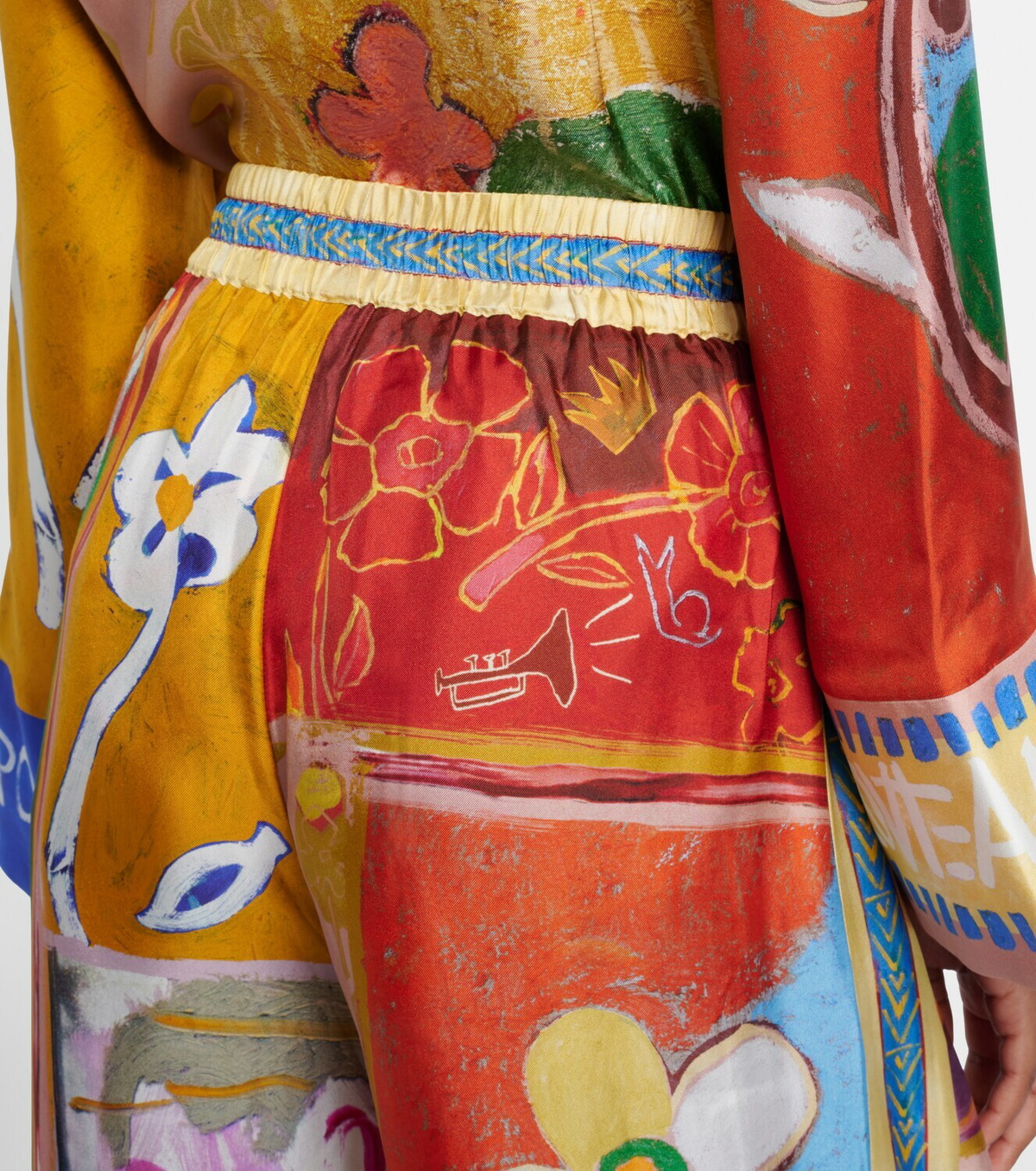 Alémais Mlak printed silk twill wide-leg pants