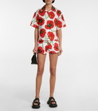 Kenzo - Floral high-rise cotton denim shorts