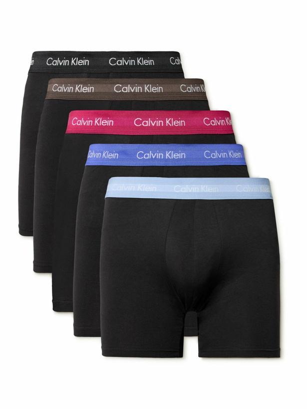 Photo: Calvin Klein Underwear - Five-Pack Stretch-Cotton Boxer Briefs - Black