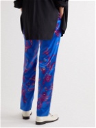 SAINT LAURENT - Straight-Leg Paisley-Print Silk-Twill Trousers - Blue