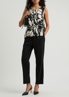 High Cue Printed Satin top Beige