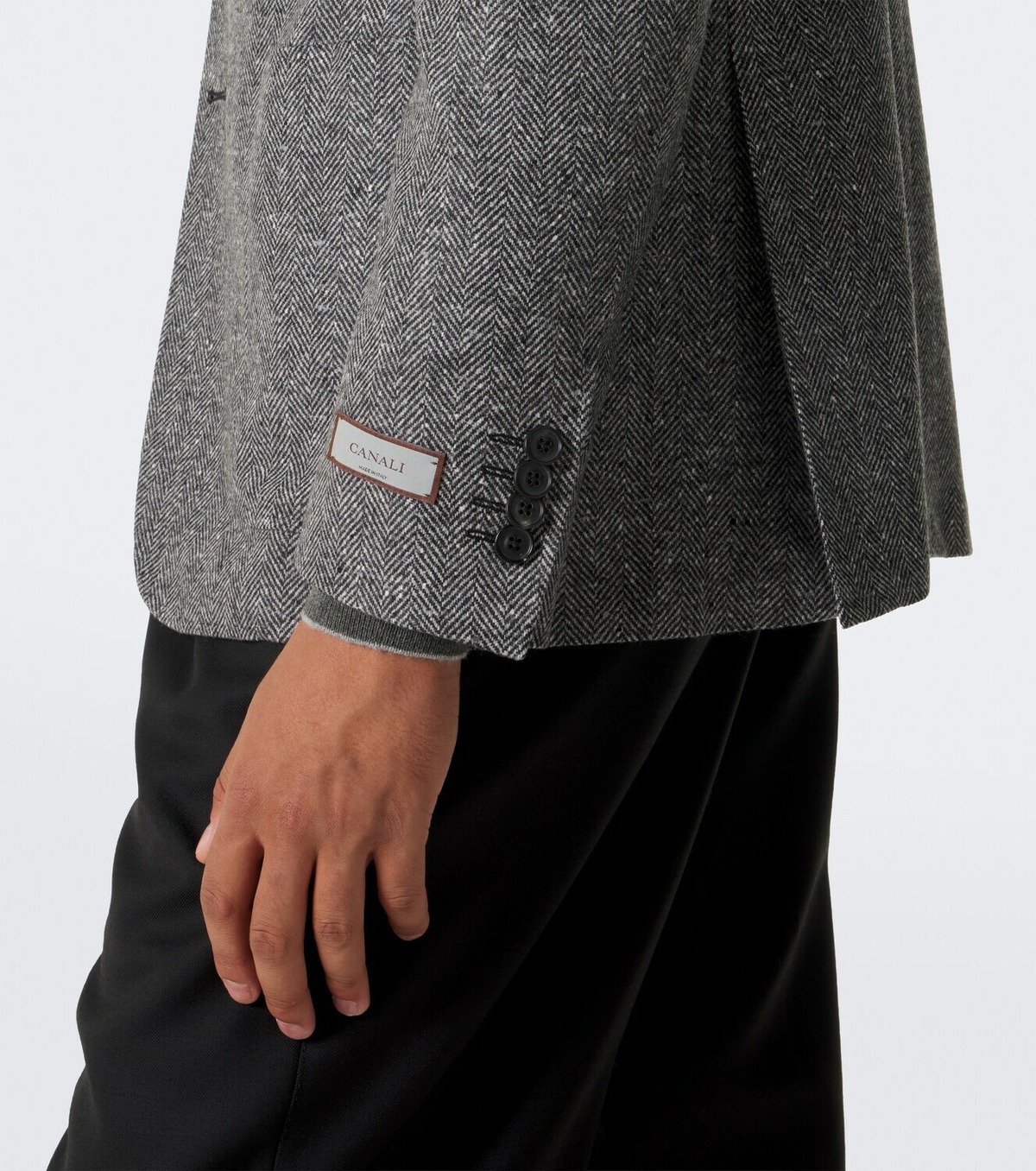 Canali Herringbone wool and cashmere blazer