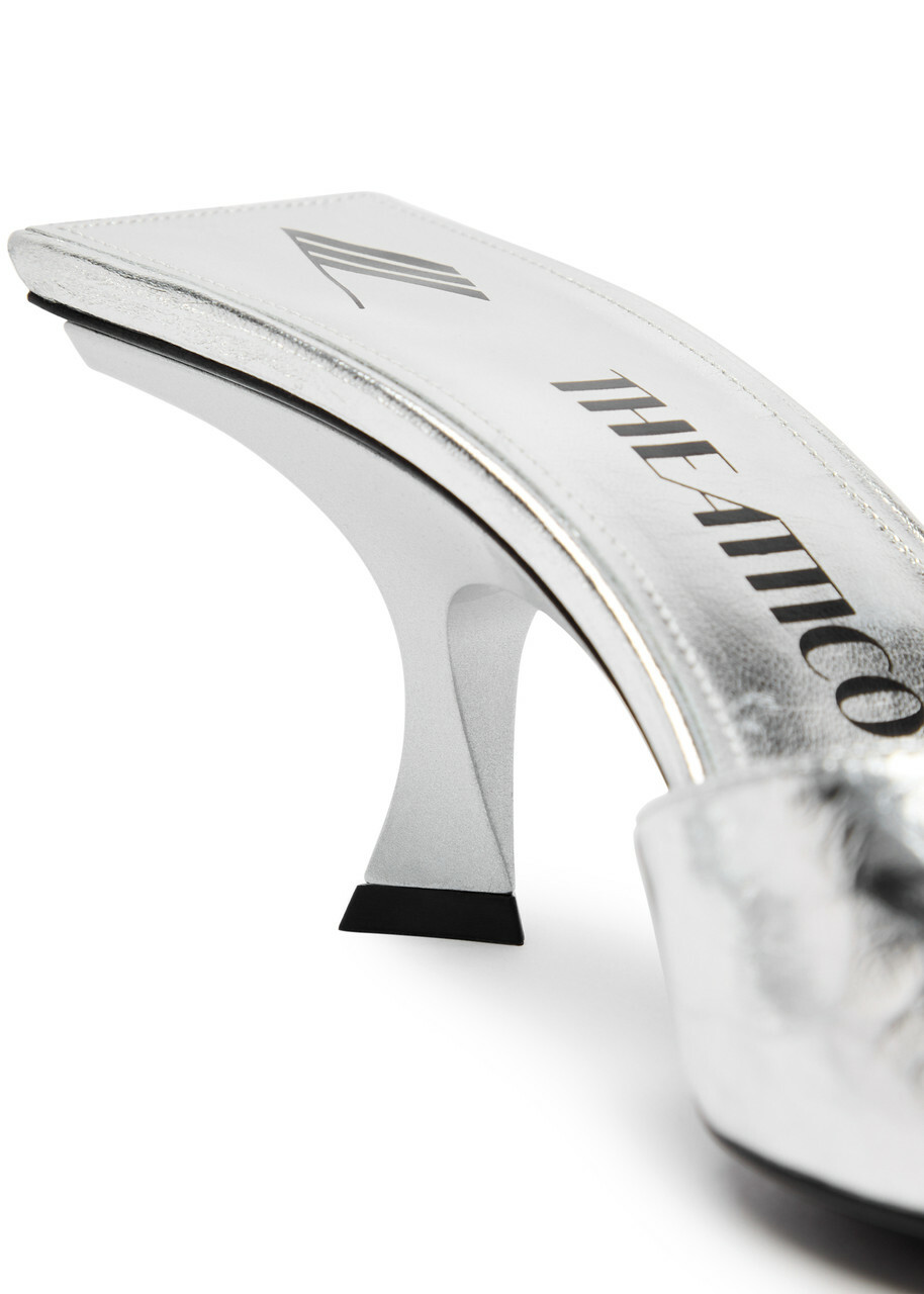 The Attico Bes 65 Metallic Leather Mules Silver The Attico