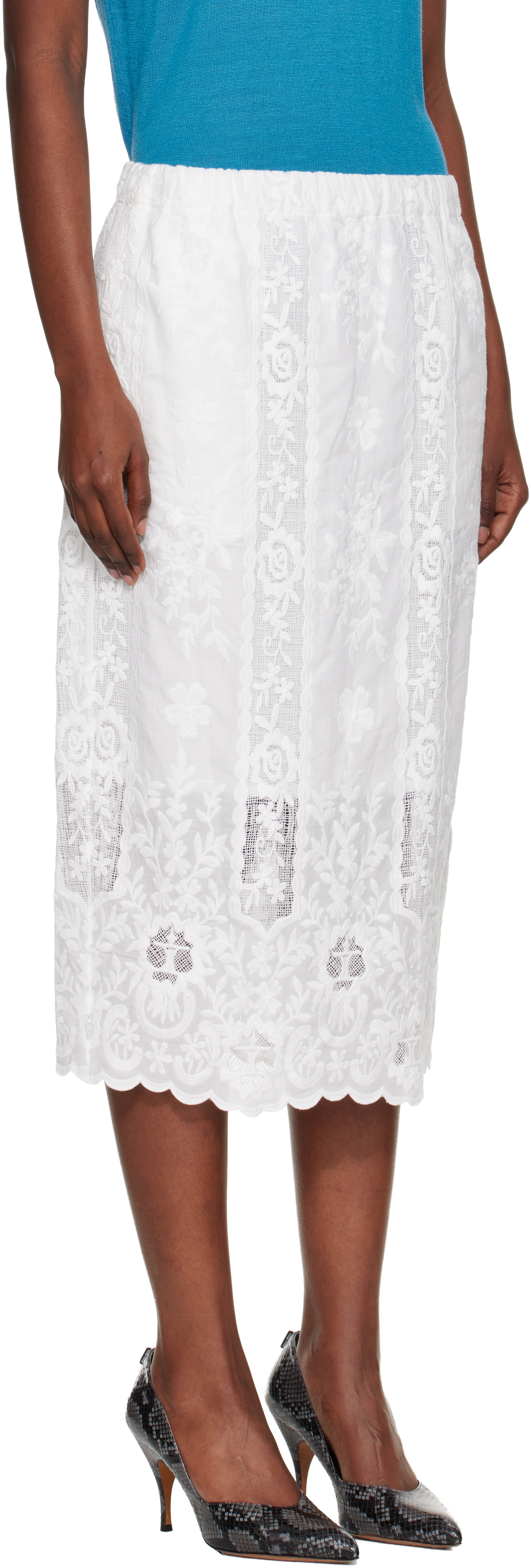 Wales Bonner White Willow Midi Skirt