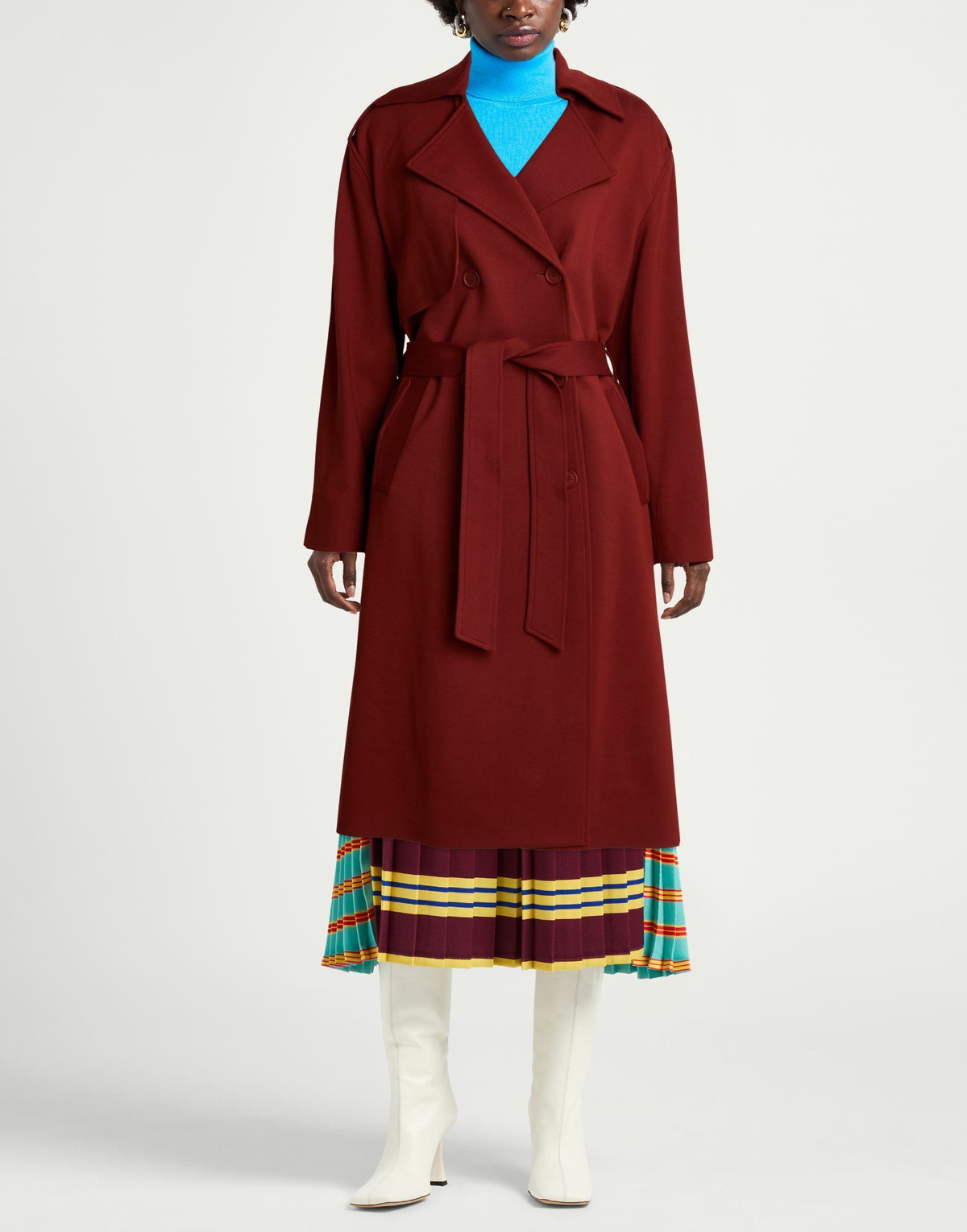 Manila Grace Womens Overcoat & Trench Coat Brick